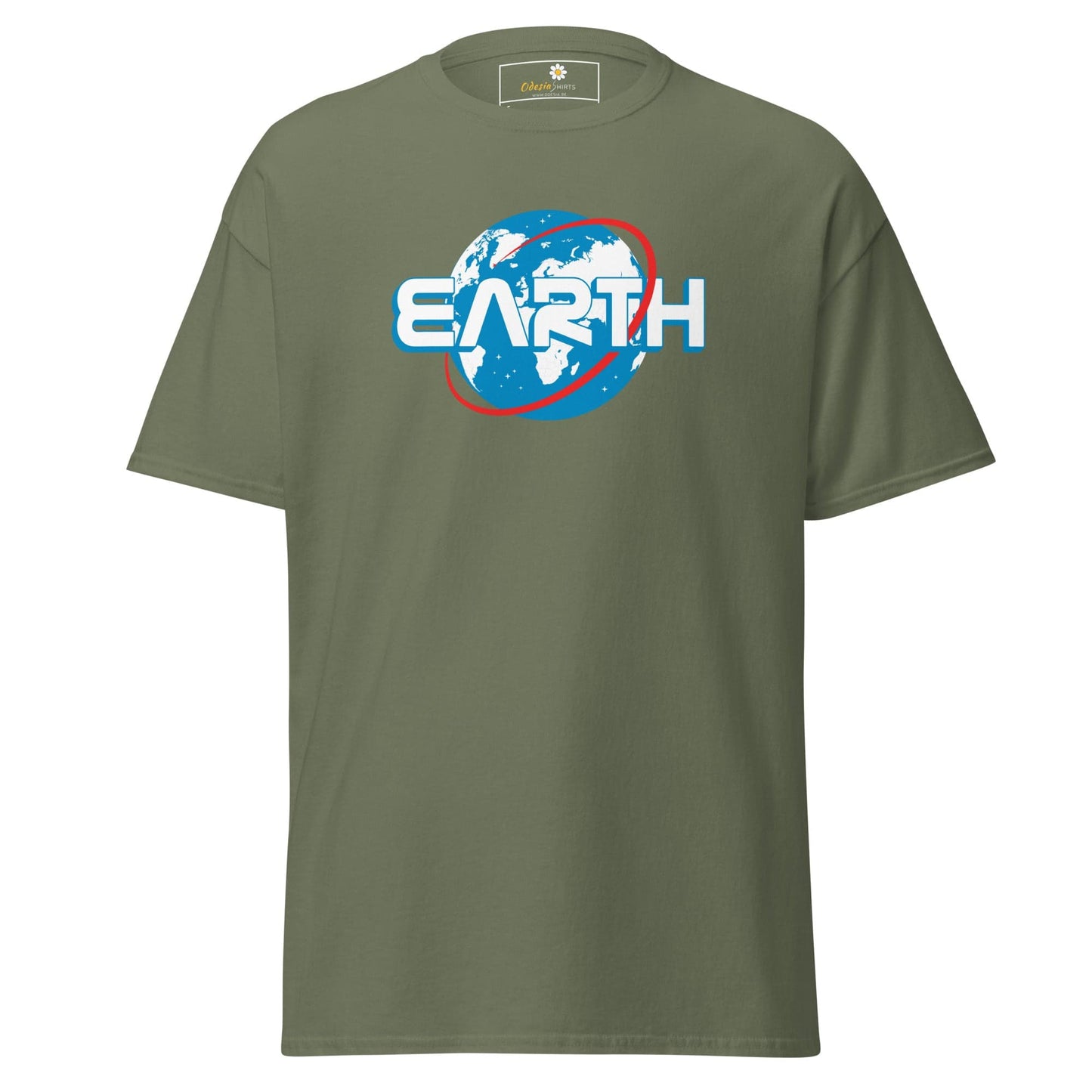 Unisex classic t-shirt - SPACE ASTRONAUT EARTH - REGULAR - Military Green / S