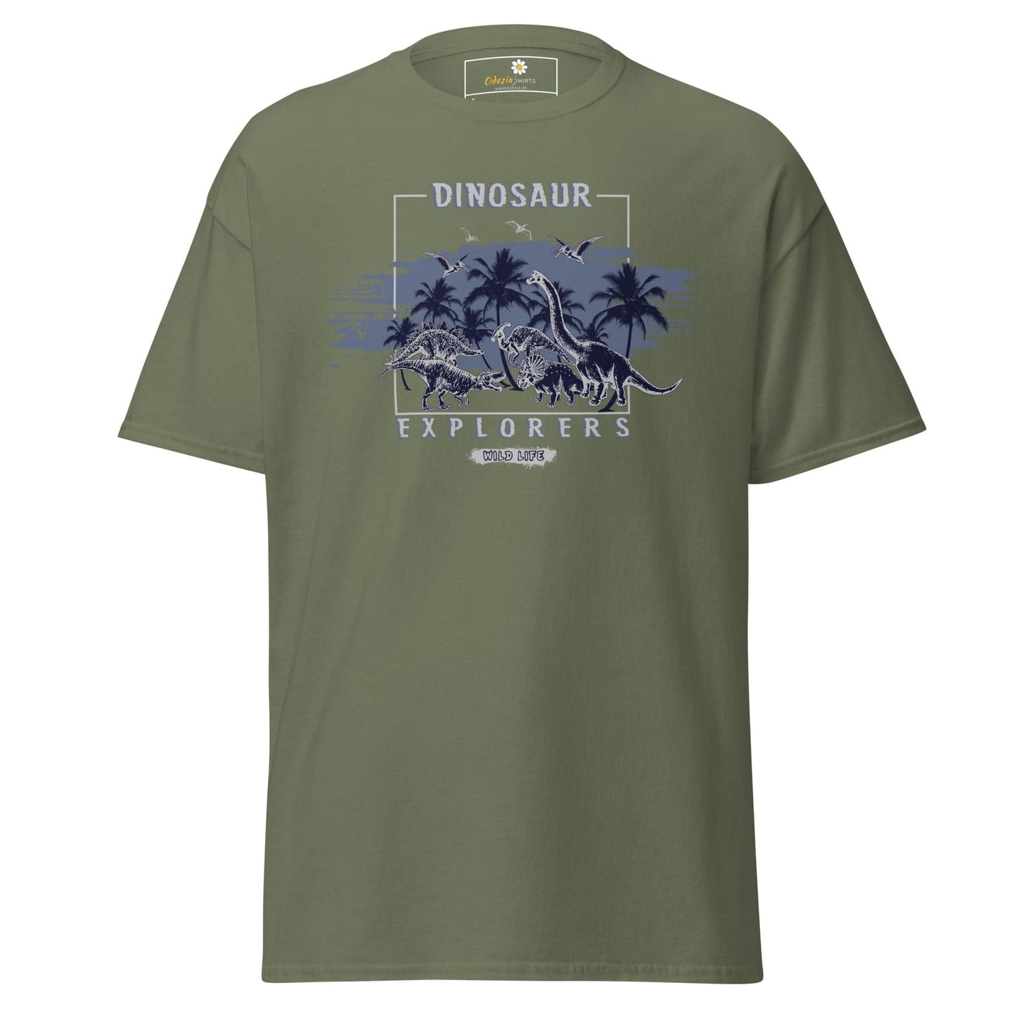 Unisex classic t-shirt - WILD LIFE DINOSAURUS - REGULAR - Military Green / S