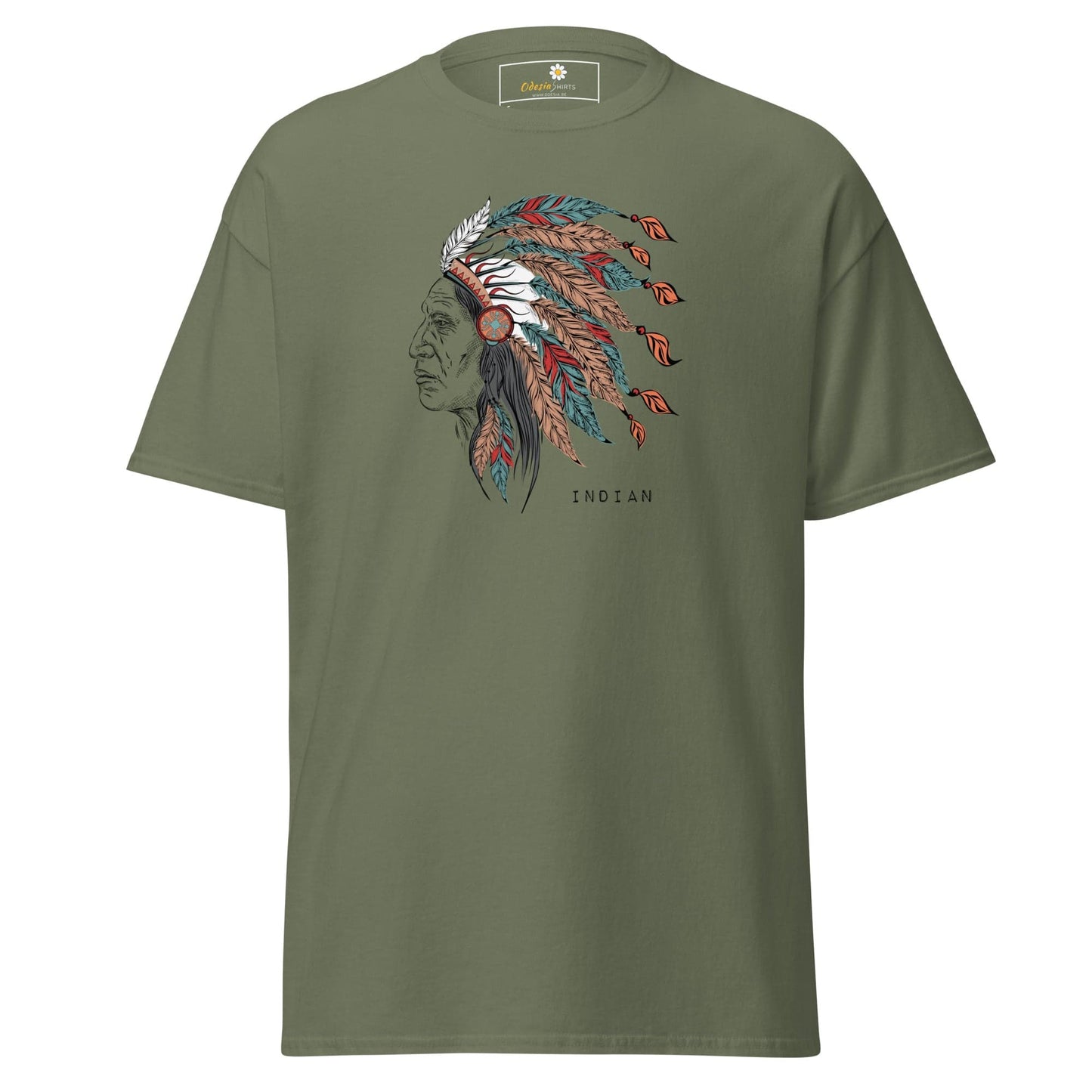 Unisex classic t-shirt - VINTAGE INDIAN HEAD - REGULAR - Military Green / S