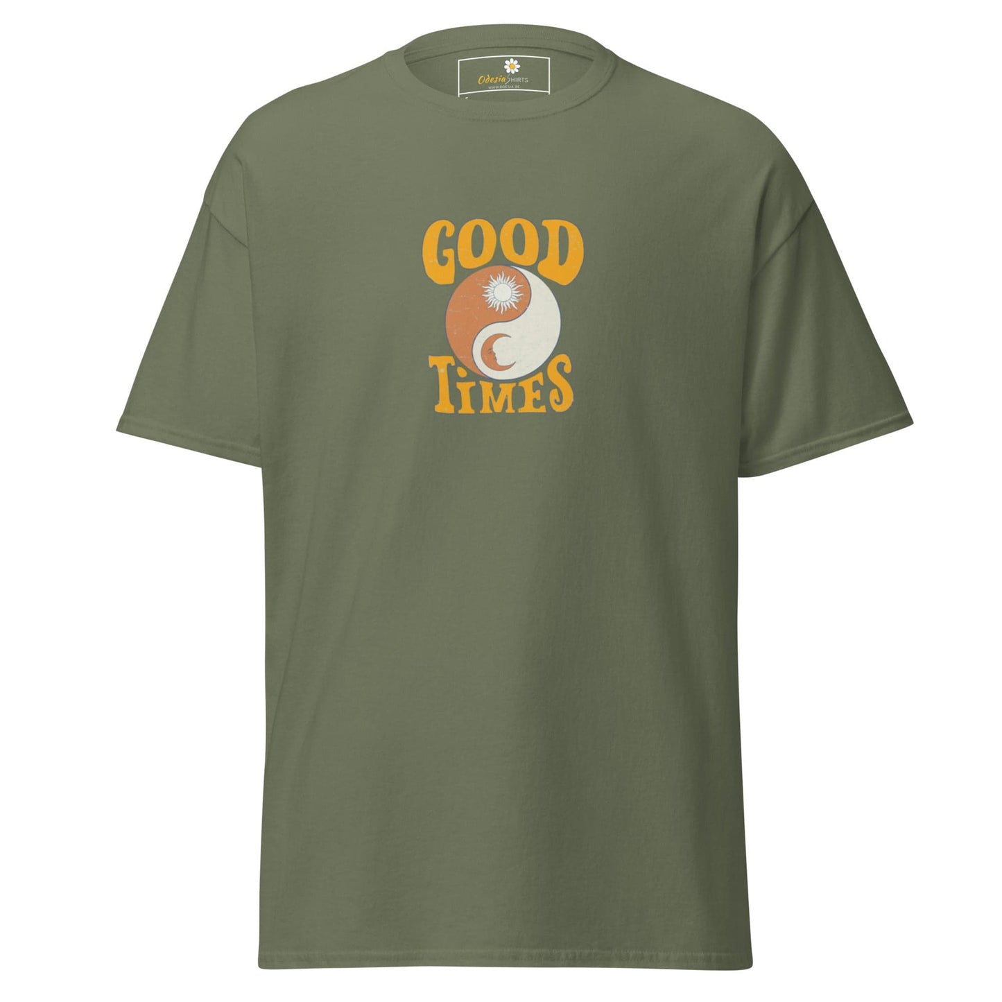 Unisex classic t-shirt - POSITIVE GOOD TIMES YIN YANG - REGULAR - Military Green / S