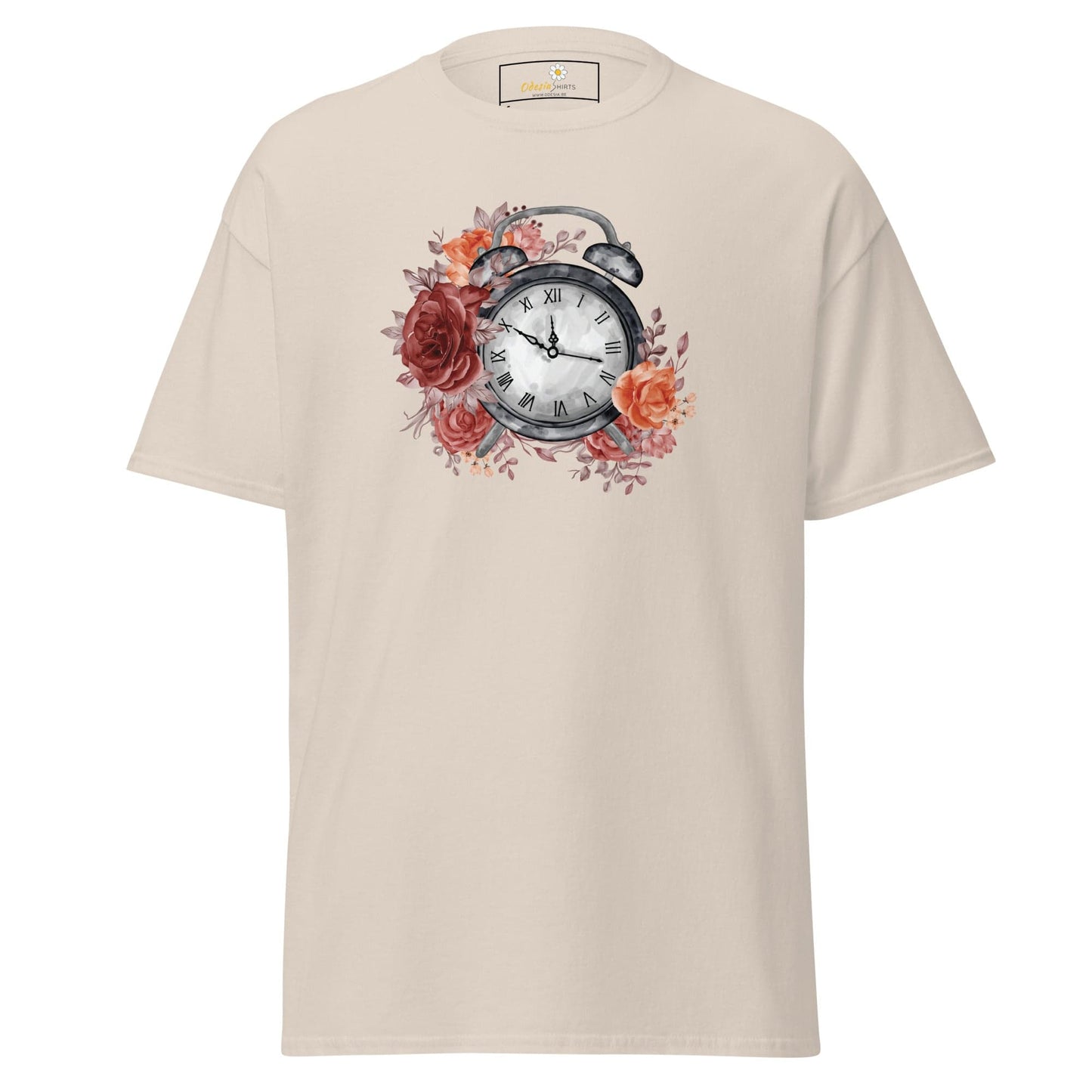 Unisex classic t-shirt - FANTASY CLOCK TIME FLOWERS - REGULAR - Natural / S