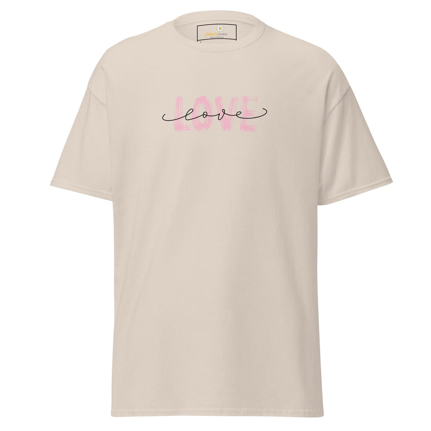 Beige T-shirt with love design for men and women in sizes S to XL