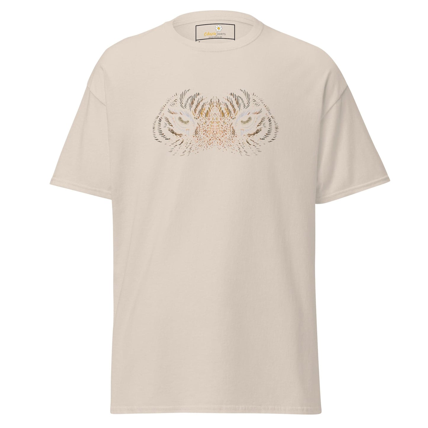 Beige T-shirt with tiger design from T-SHIRT DESIGN TEE for Men and Women size S to XL