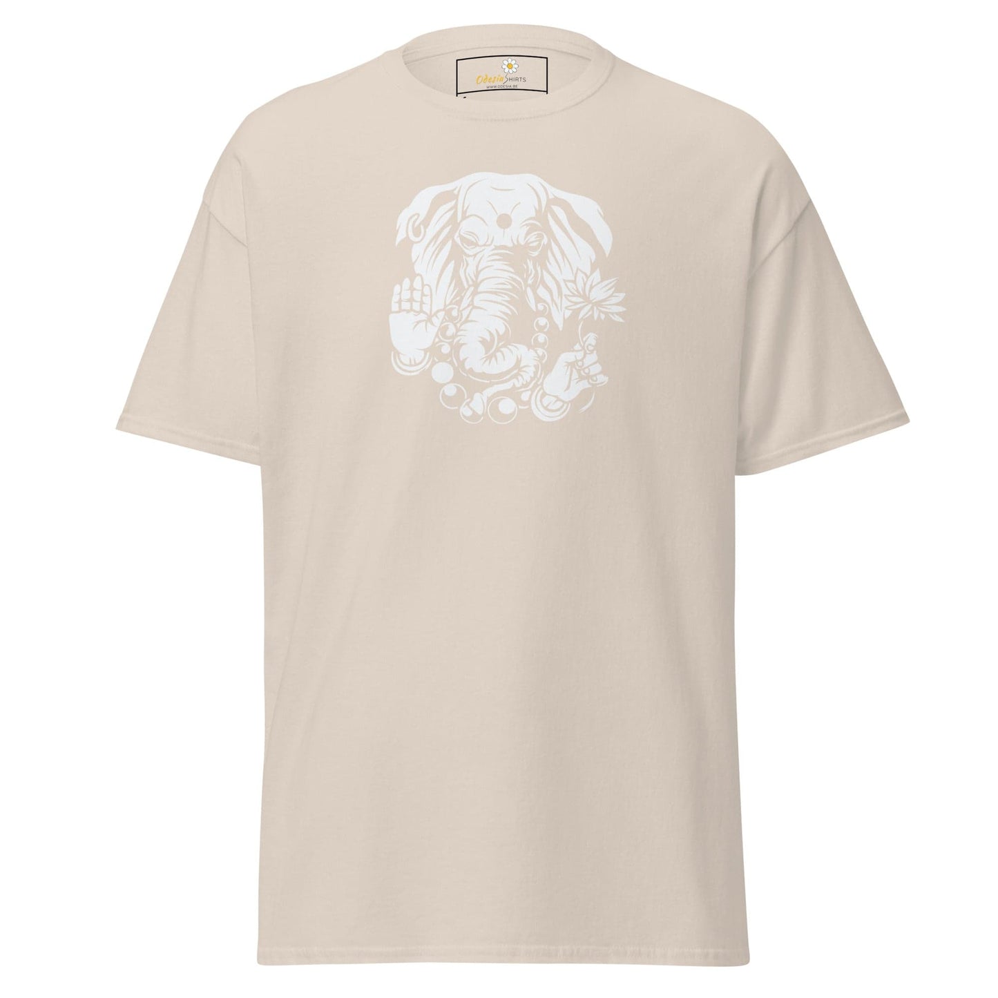 Beige T-shirt with Elephant graphic from T-SHIRT DESIGN TEE for Men and Women