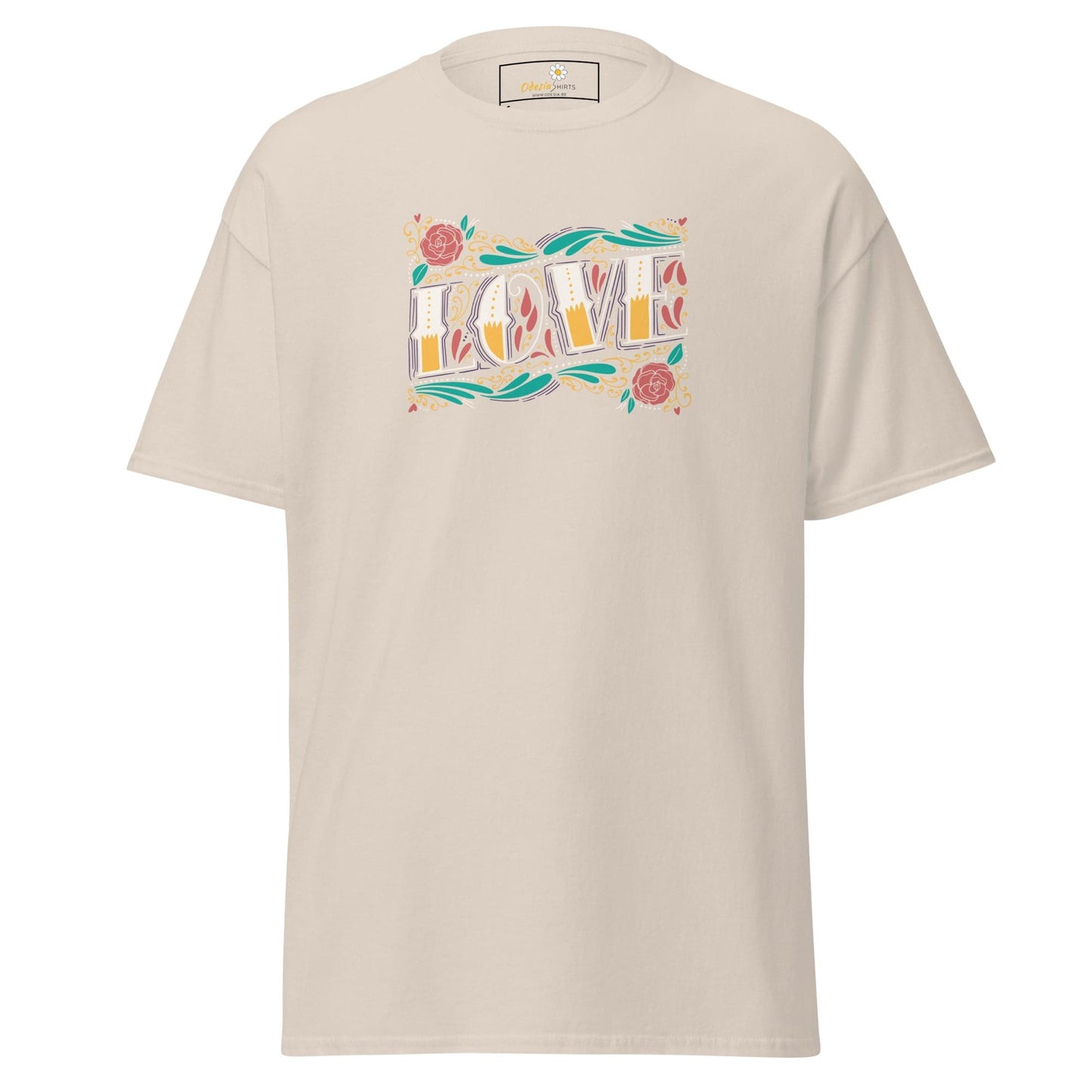 Unisex classic t-shirt - TEXT LOVE FLOWERS - REGULAR - Natural / S