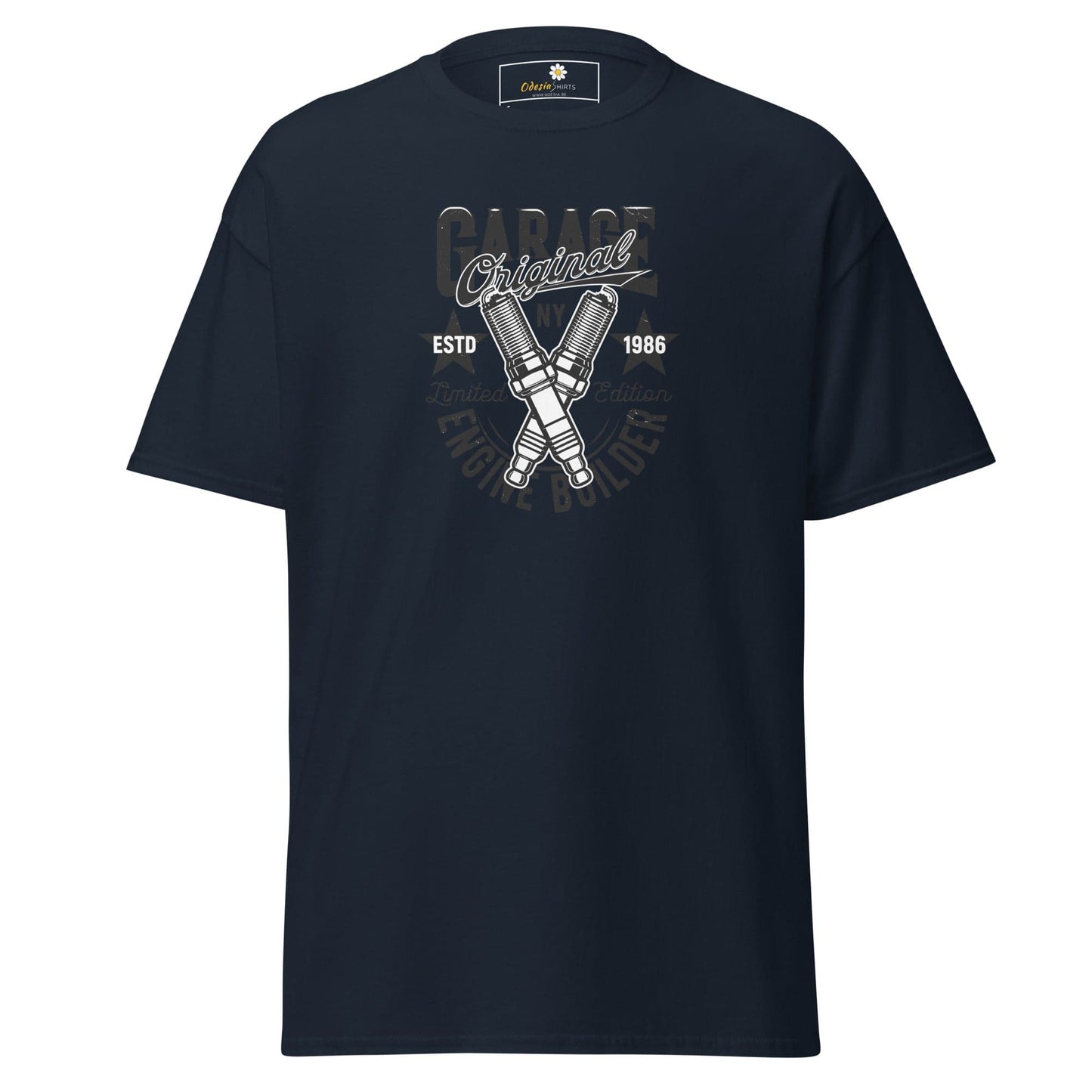 Unisex classic t-shirt - MOTOR GARAGE ENGINE BUILDER - REGULAR - Navy / S