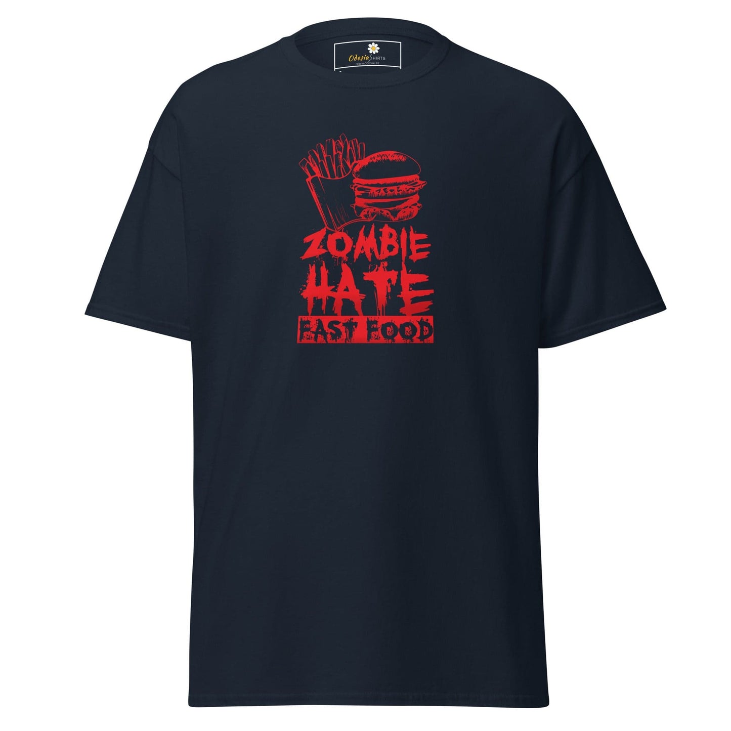 Unisex classic t-shirt - SPOOKIE ZOMBIE HATE FASTFOOD - REGULAR - Navy / S