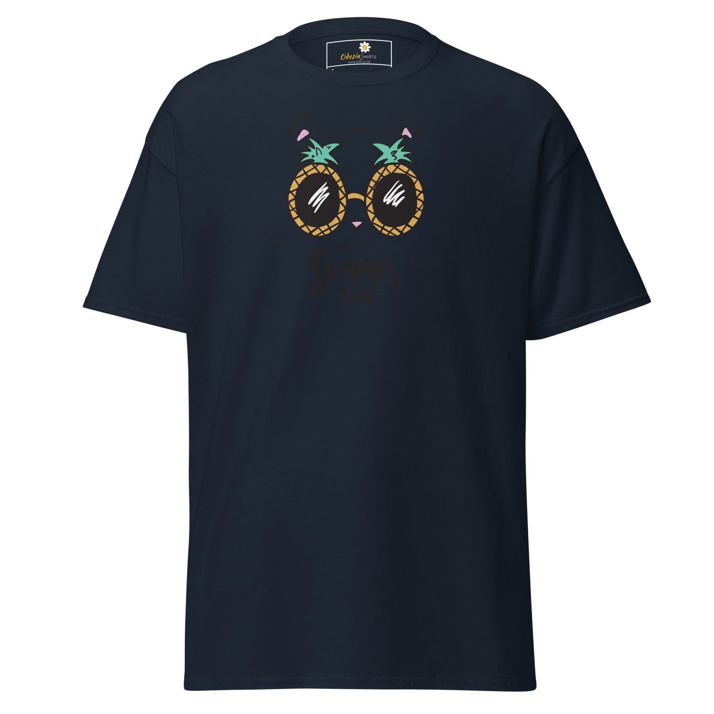 Navy T-Shirt with Pineapple Sunglasses Graphic for Men and Women in S to XL sizes