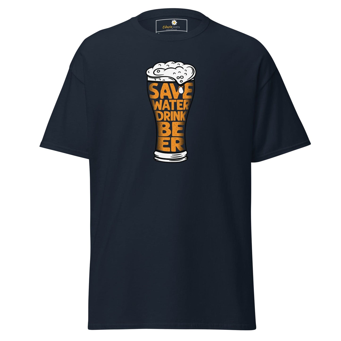 Unisex classic t-shirt - FUN SAVE WATER DRINK BEER - REGULAR - Navy / S