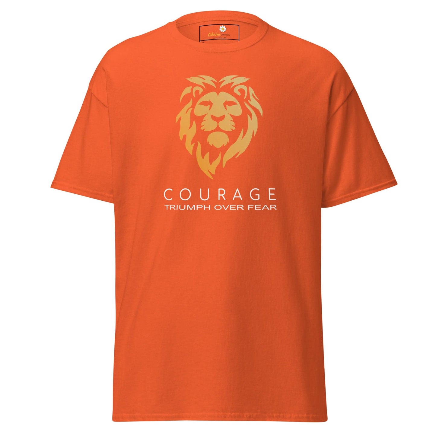 Orange T-Shirt with Lion Graphic for Men and Women in Sizes S to XL