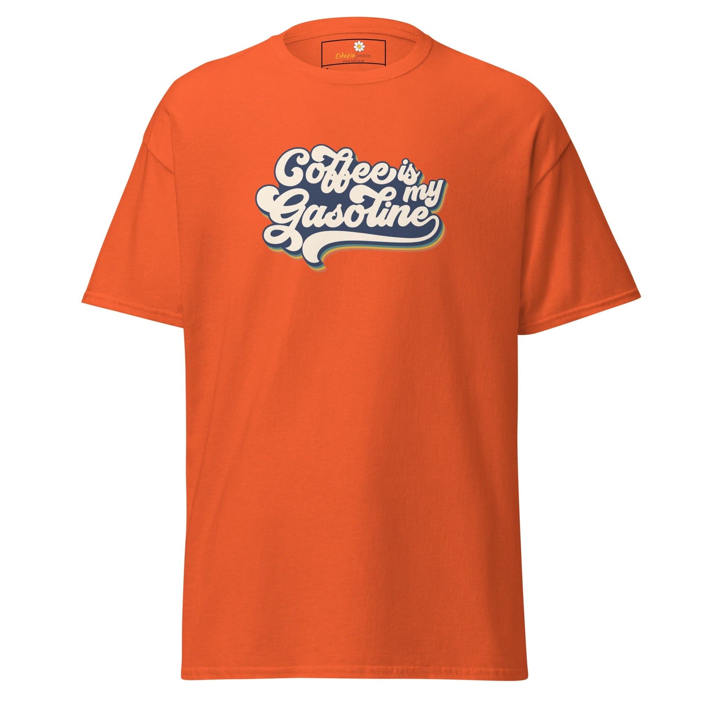 Unisex classic t-shirt - TEXT COFFEE IS MY GASEOLINE - REGULAR - Orange / S