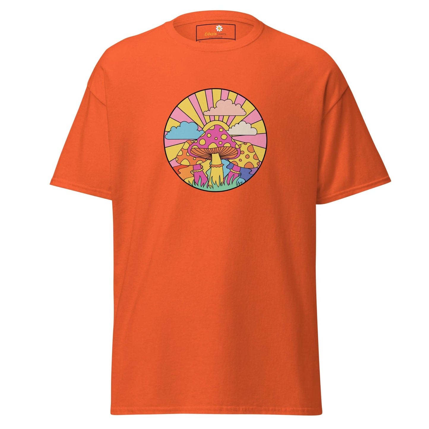 Unisex classic t-shirt - POSITIVE MYSTIC SUNNY MUSHROOMS - REGULAR - Orange / S