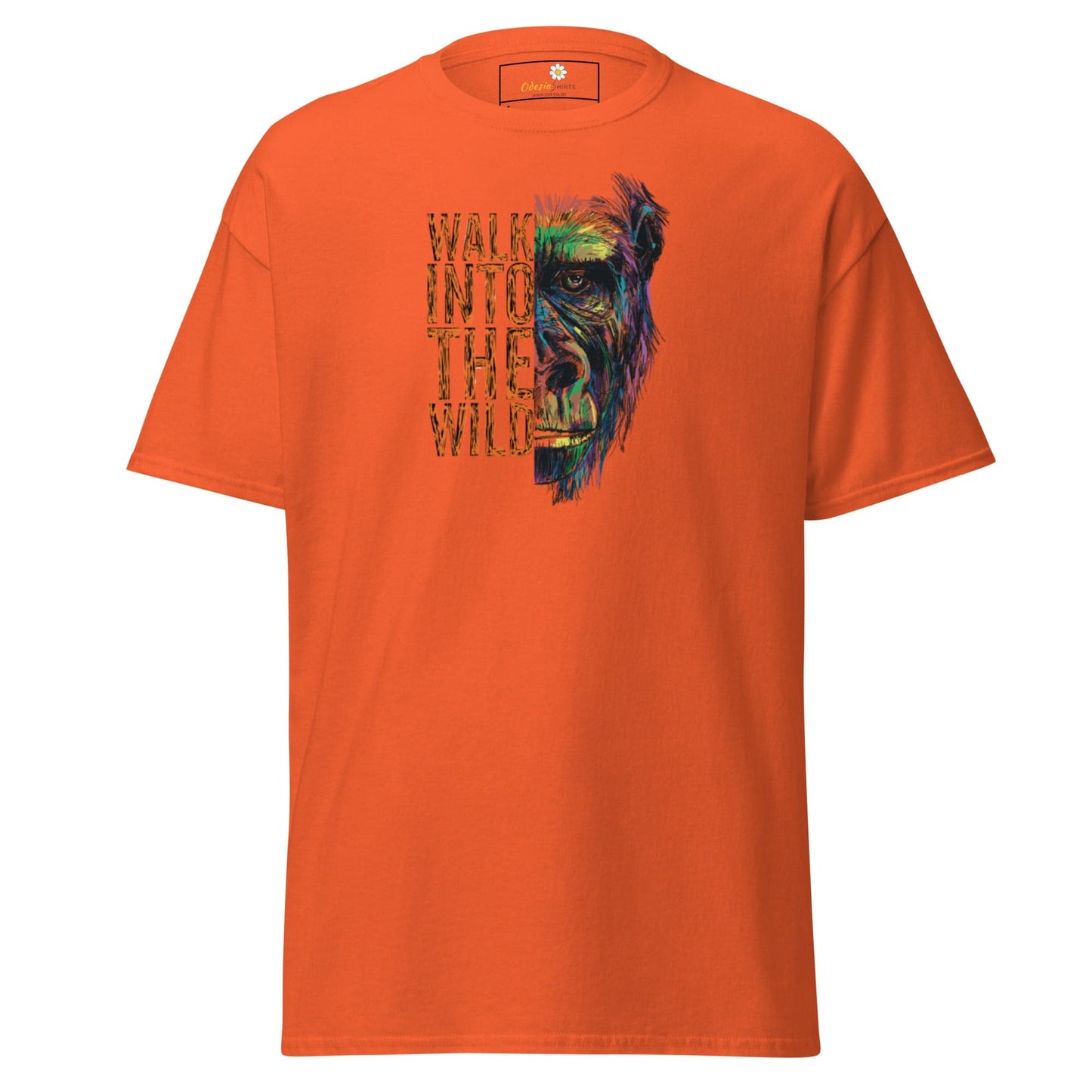 Orange T-shirt for men and women with a gorilla graphic from T-SHIRT DESIGN TEE collection