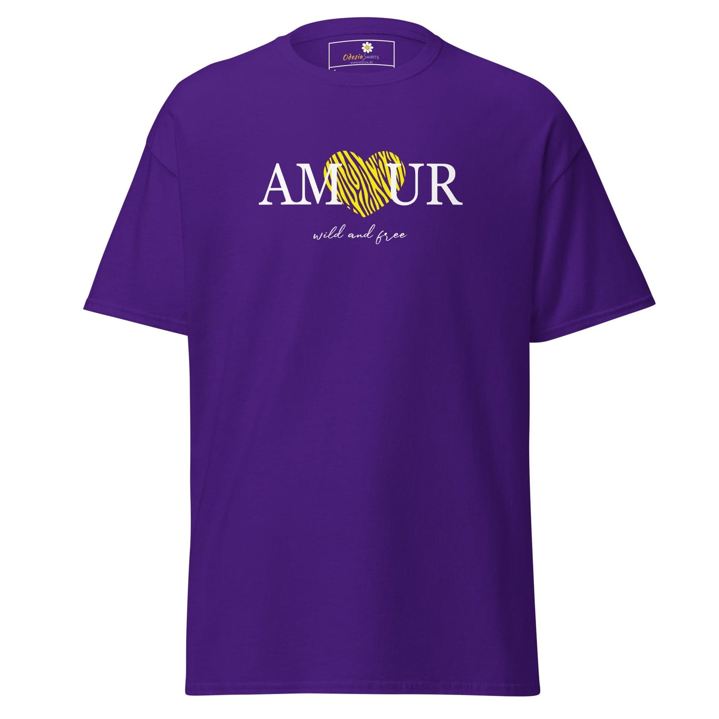 Unisex classic t-shirt TEXT AMOUR WILD N FREE - REGULAR - Purple / S
