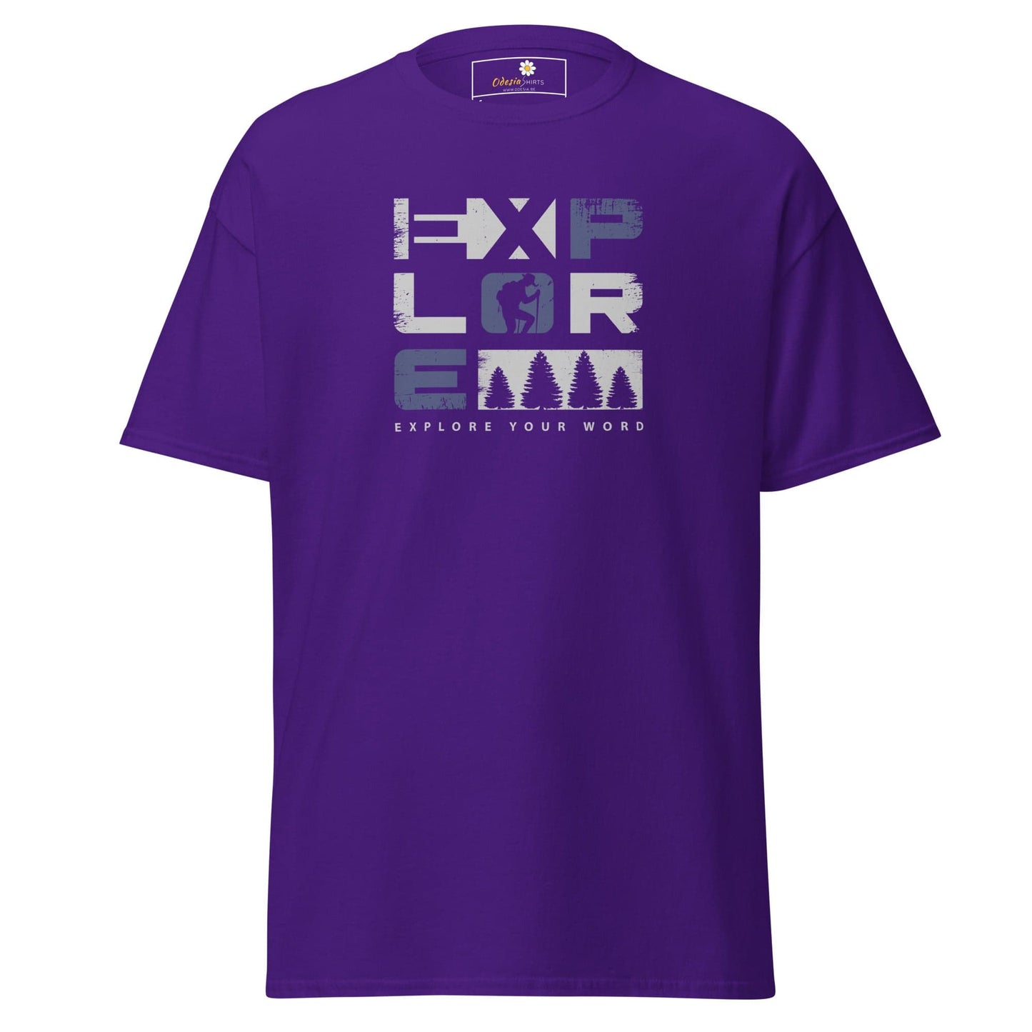 Unisex classic t-shirt - TEXT EXPLORE YOUR WORLD - REGULAR - Purple / S