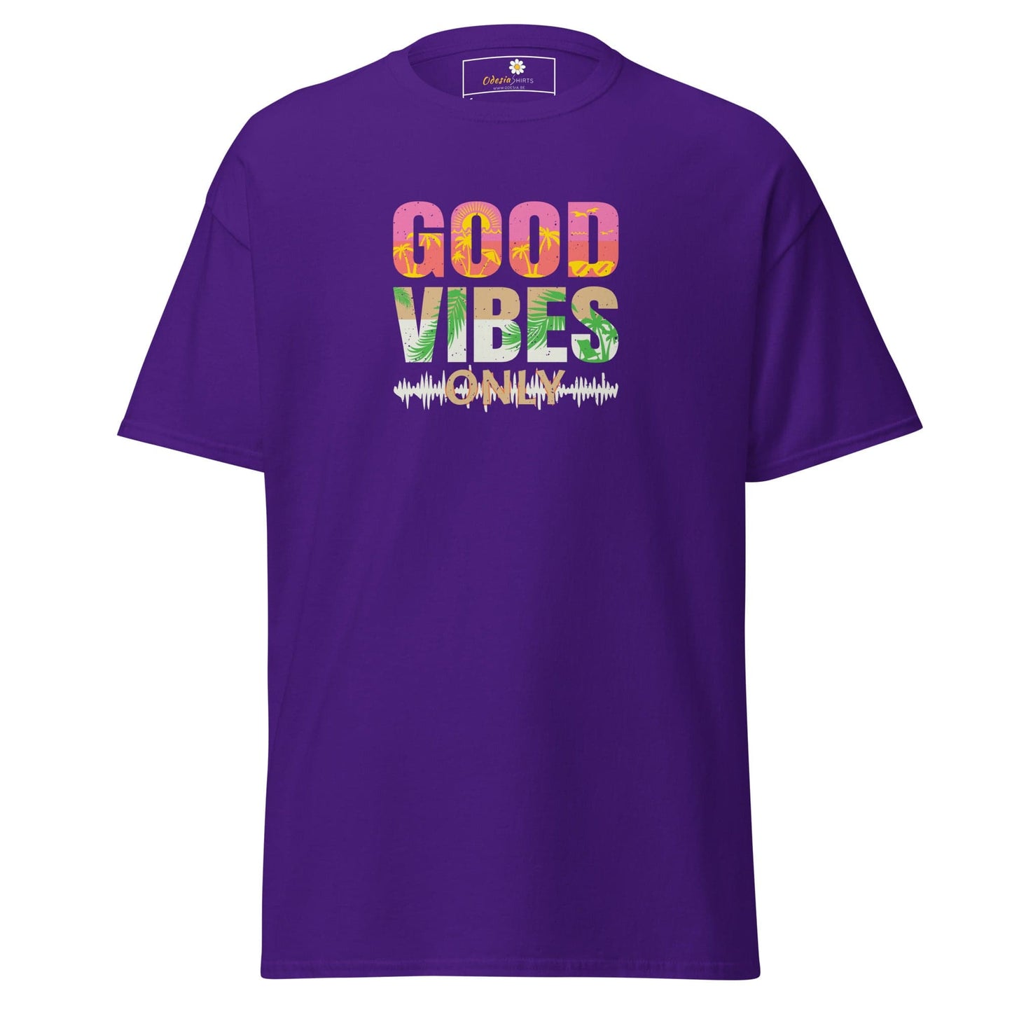 Unisex classic t-shirt - TEXT POSITIVE GOOD VIBES ONLY - REGULAR - Purple / S