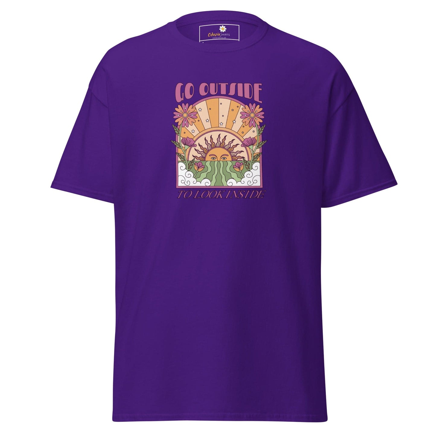 Unisex classic t-shirt - POSITIVE GO OUTSIDE LOOK INSIDE - REGULAR - Purple / S