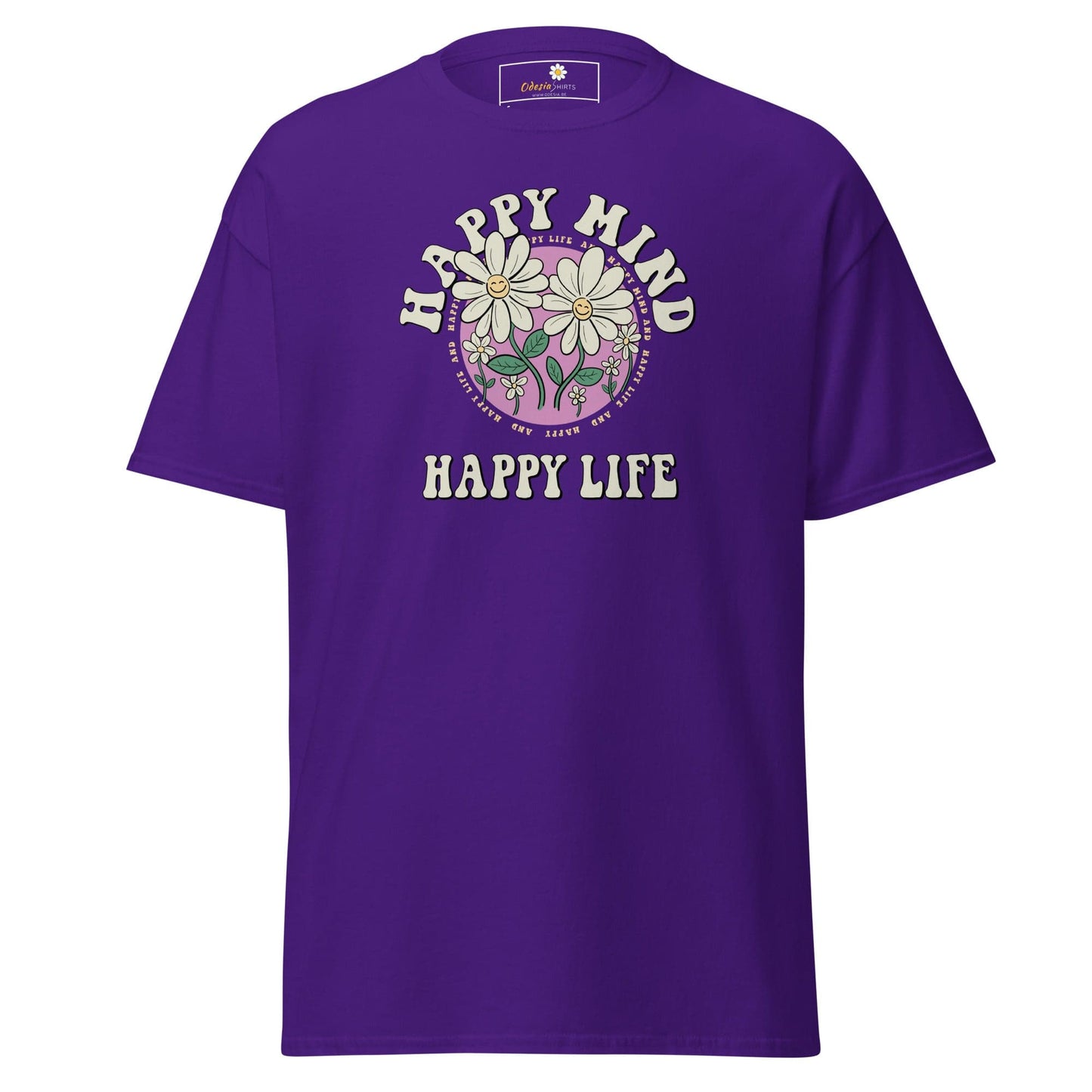 Unisex classic t-shirt - POSITIVE HAPPY MIND LIFE - REGULAR - Purple / S