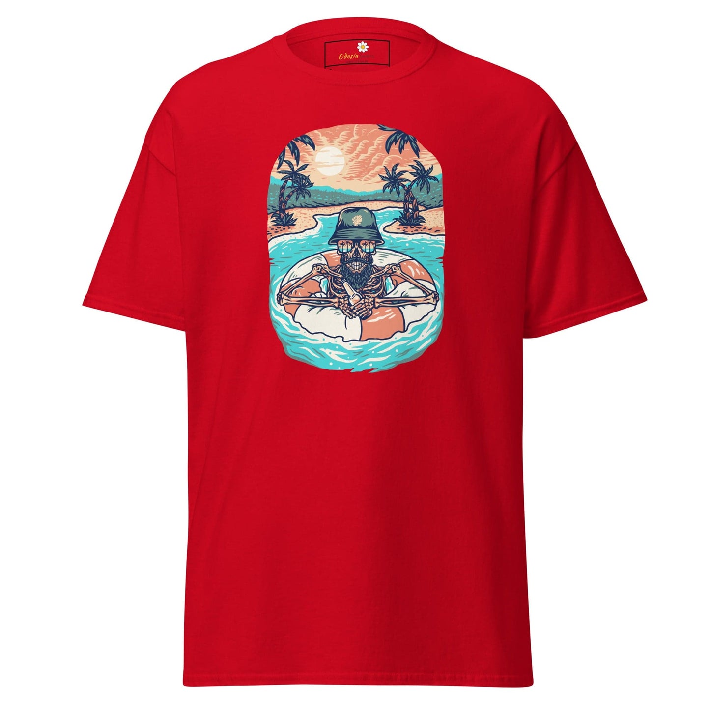 Unisex classic tshirt - SKULL SUMMER POOL - REGULAR - Red / S