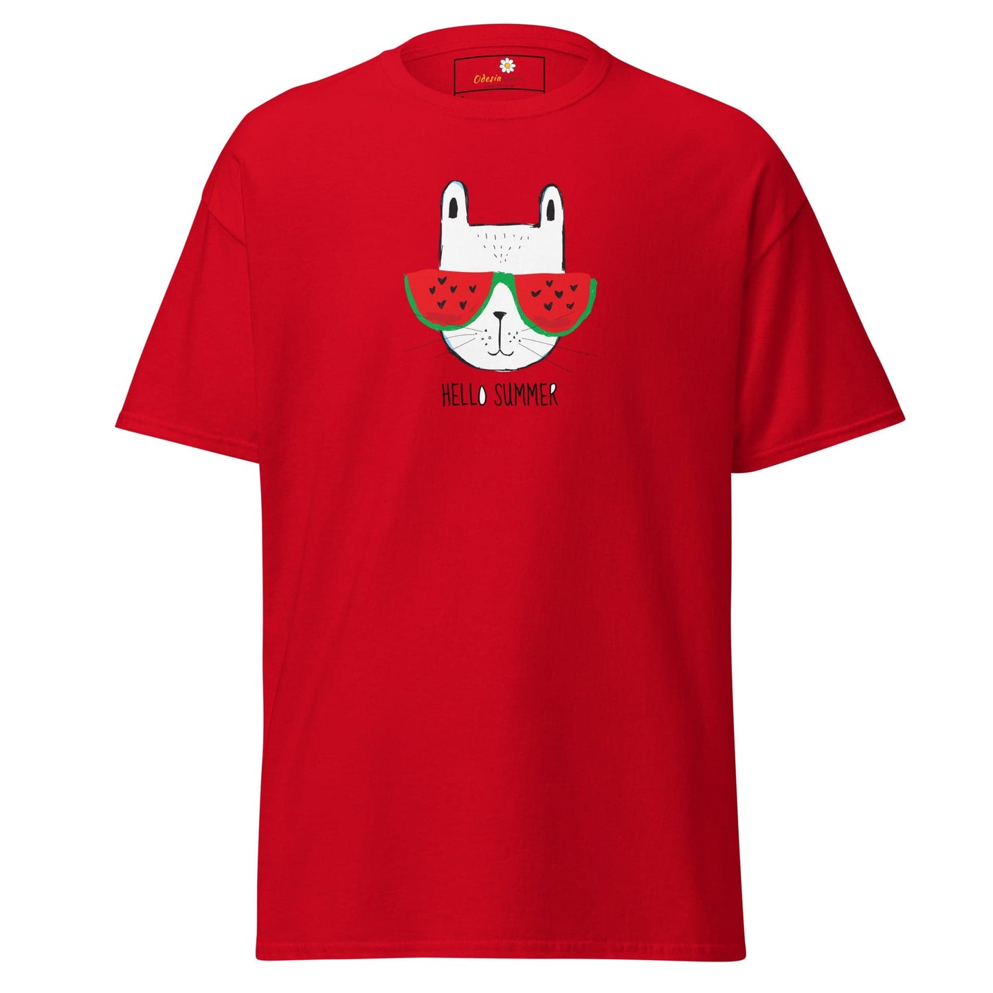Unisex classic t-shirt - SUMMER HELLO CAT - REGULAR - Red / S