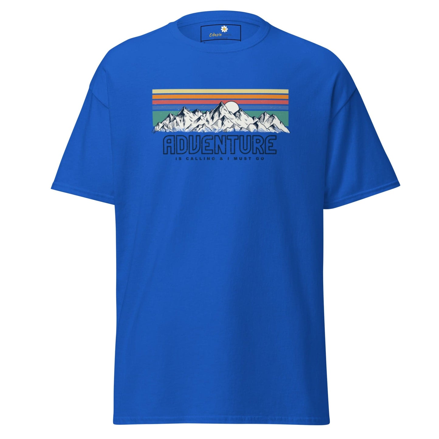 Blue T-shirt with mountain graphic from T-SHIRT DESIGN TEE for Men and Women S-XL
