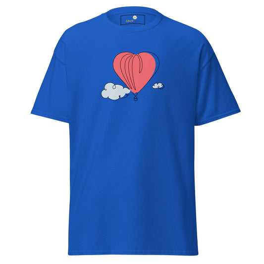 Blue T-Shirt with Heart Balloon Graphic for Men and Women in Sizes S to XL