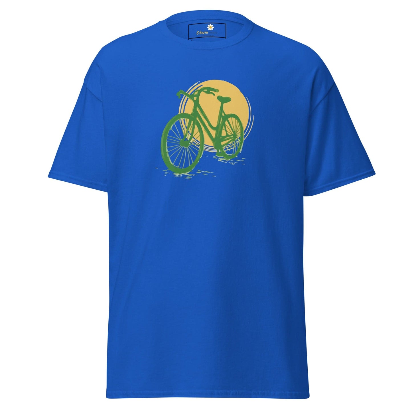 Blue t-shirt with bicycle graphic from T-SHIRT DESIGN TEE for Men and Women