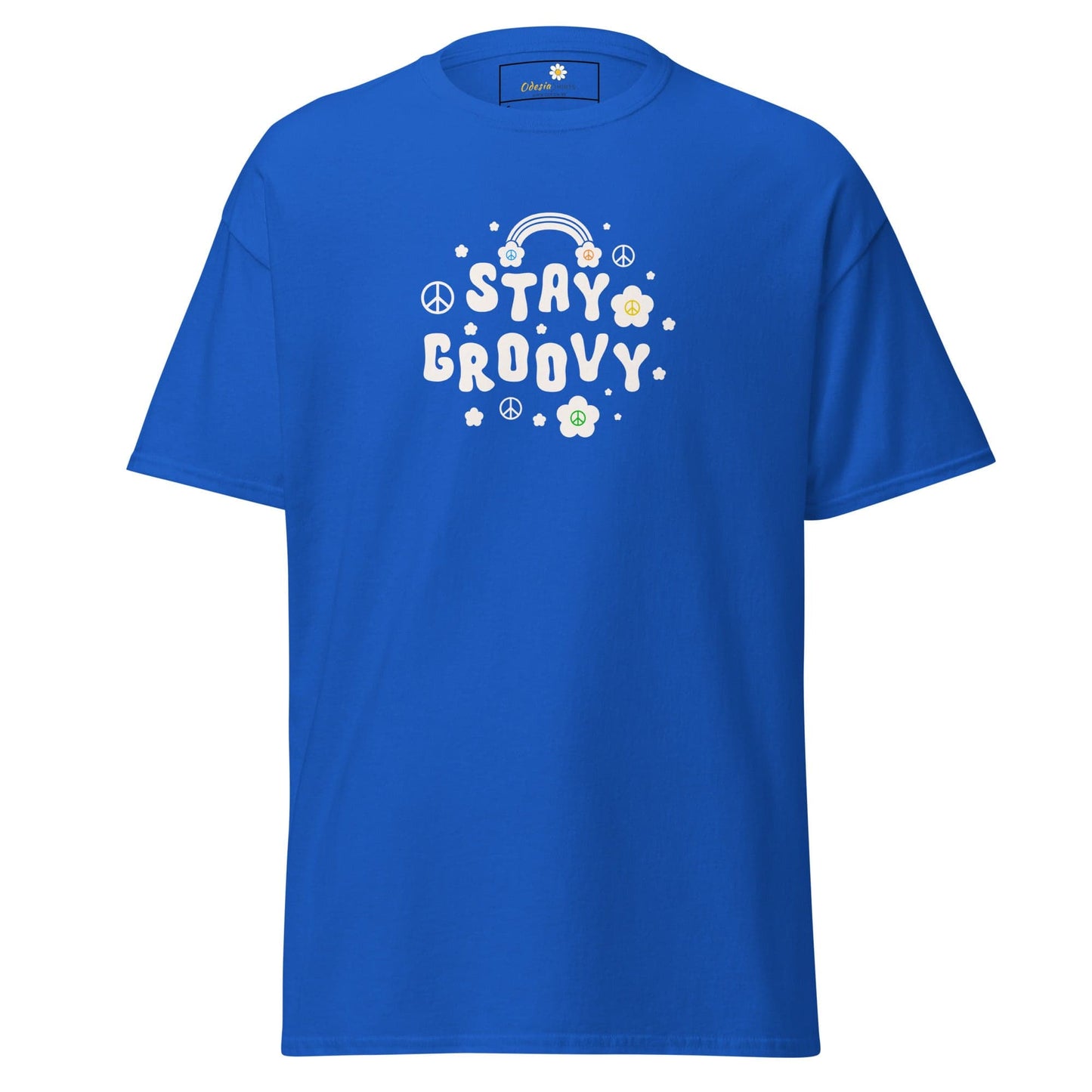 Unisex classic t-shirt - POSITIVE STAY GROOVY FLOWERS - REGULAR - Royal / S