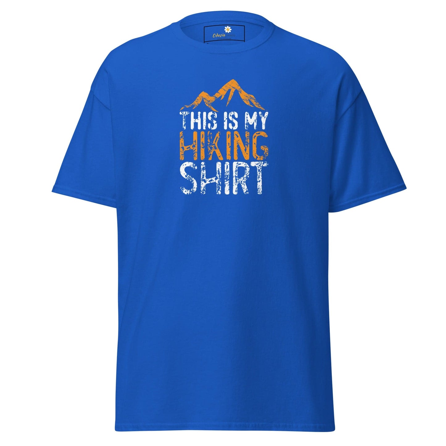 Blue T-shirt with hiking graphic from T-SHIRT DESIGN TEE for men and women Sizes S to XL