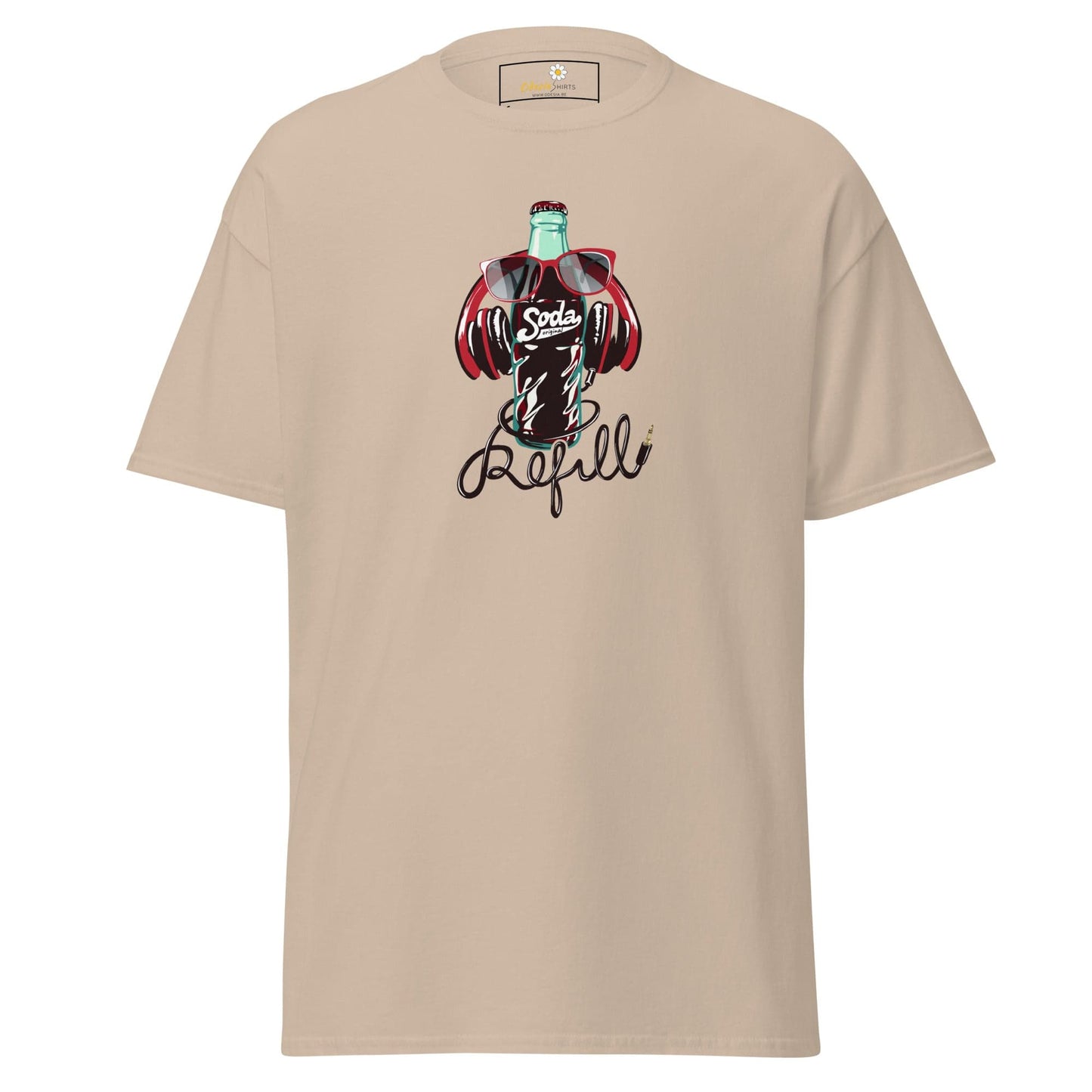 Beige T-shirt with soda bottle graphic from T-SHIRT DESIGN TEE MAN WOMAN S-XL