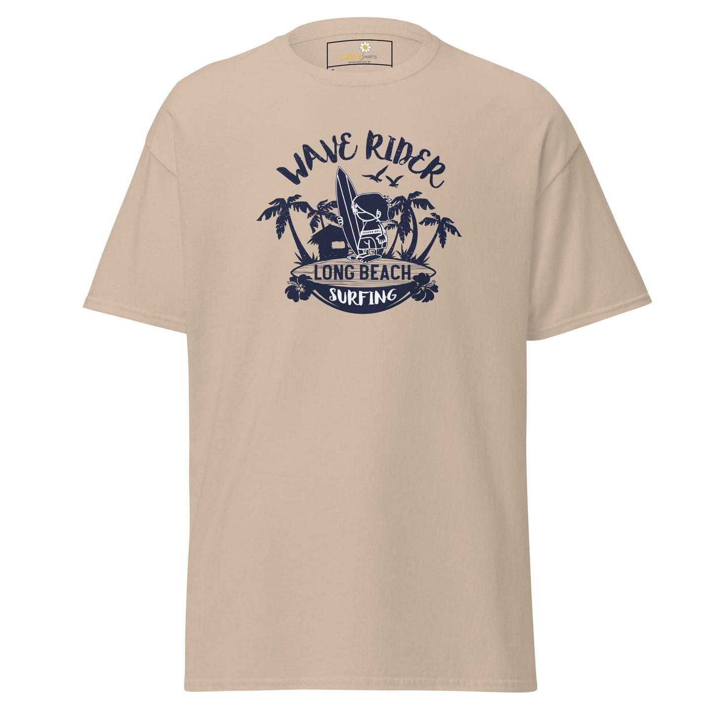 Beige T-Shirt with Surfing Graphic for Men and Women in Sizes S to XL