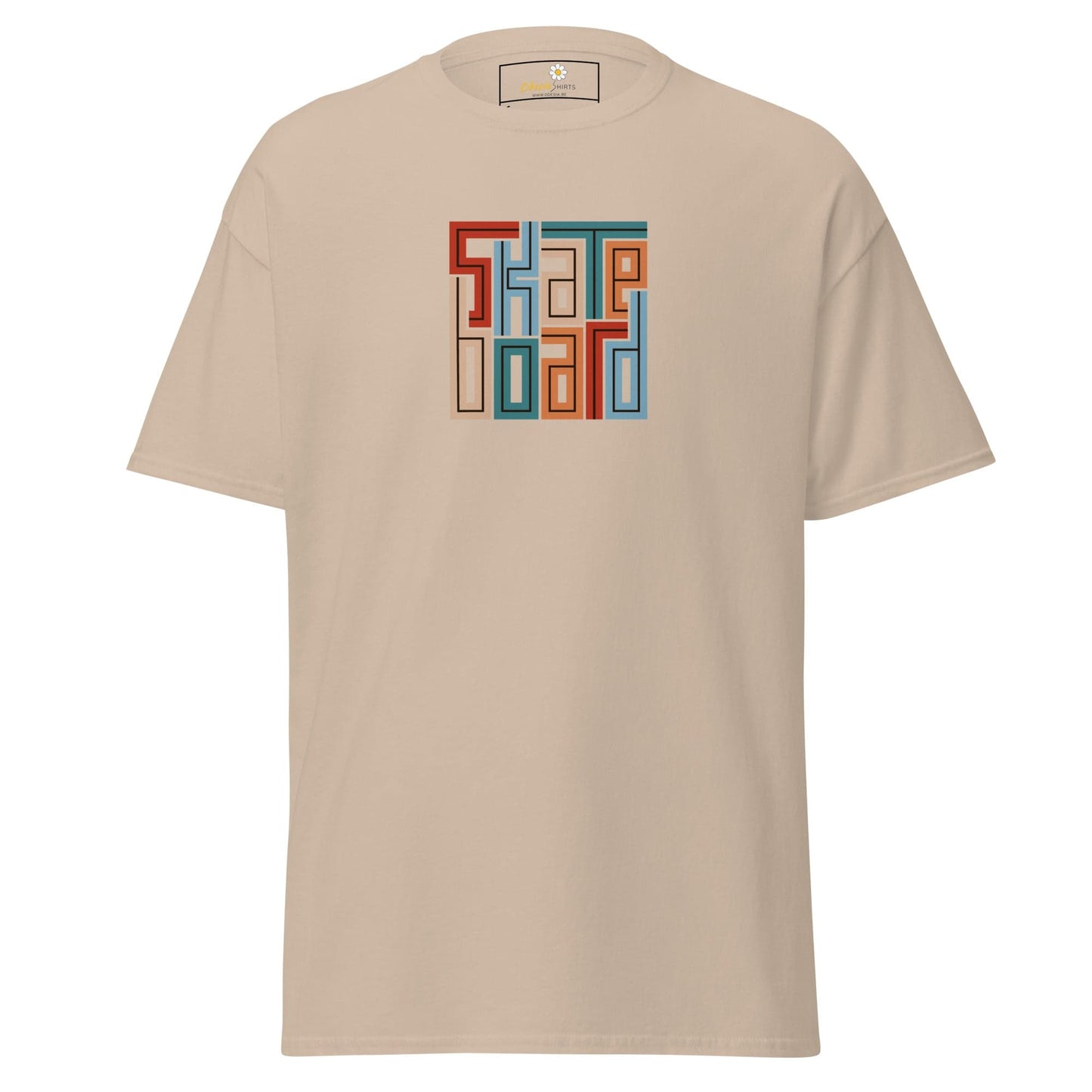 Beige T-shirt with SKATEBOARD graphic from T-SHIRT DESIGN TEE collection for Men and Women