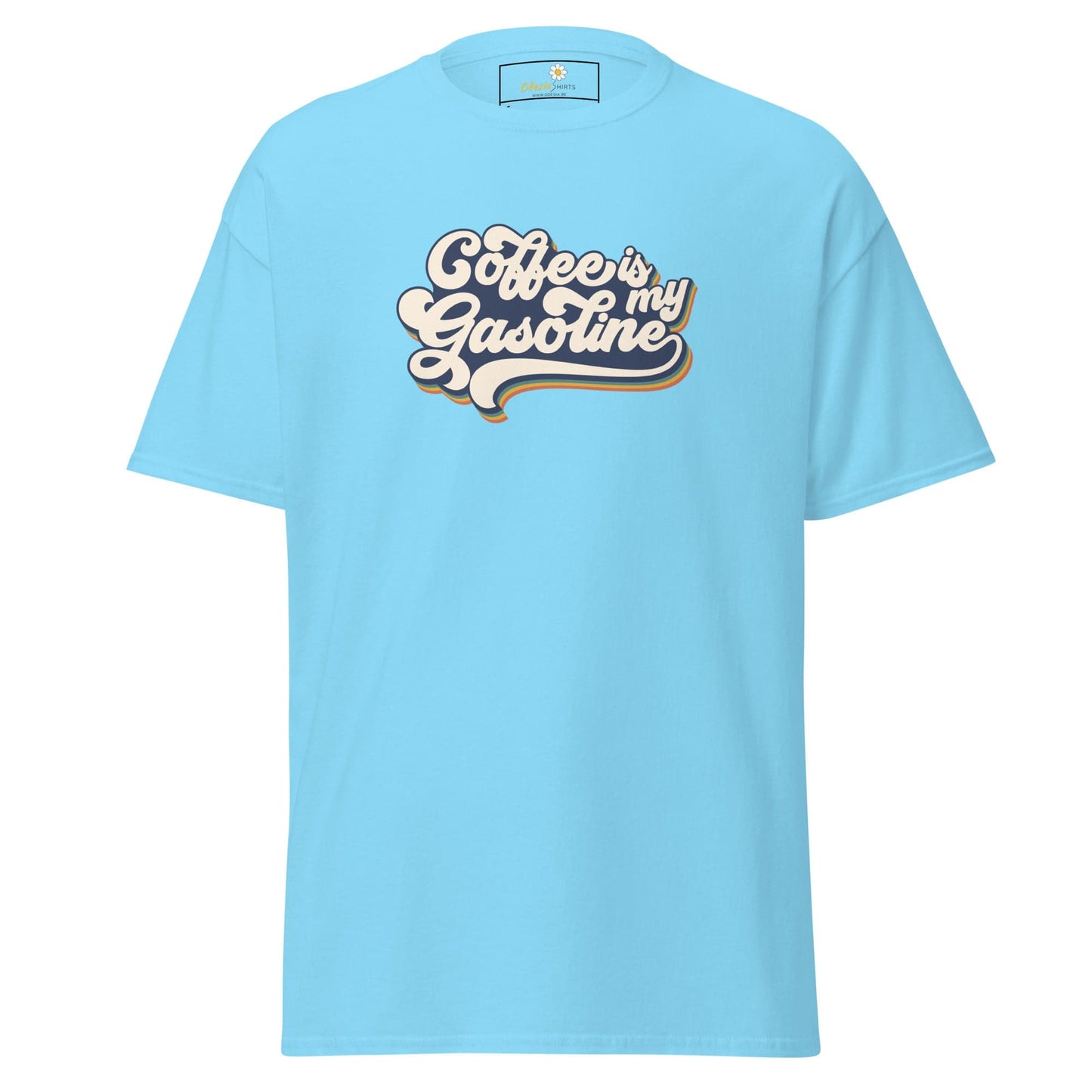 Unisex classic t-shirt - TEXT COFFEE IS MY GASEOLINE - REGULAR - Sky / S