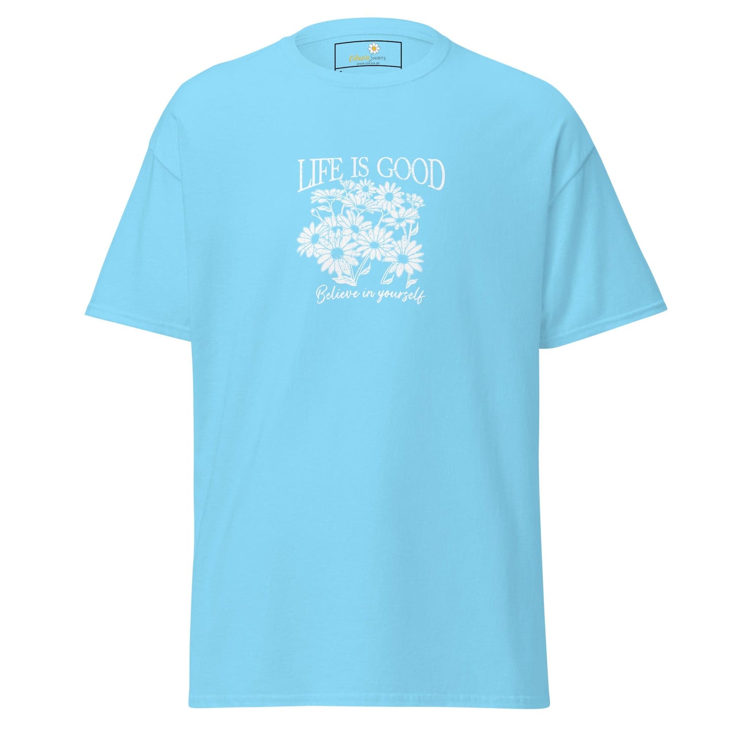 Unisex classic t-shirt - POSITIVE LIFE IS GOOD - REGULAR - Sky / S