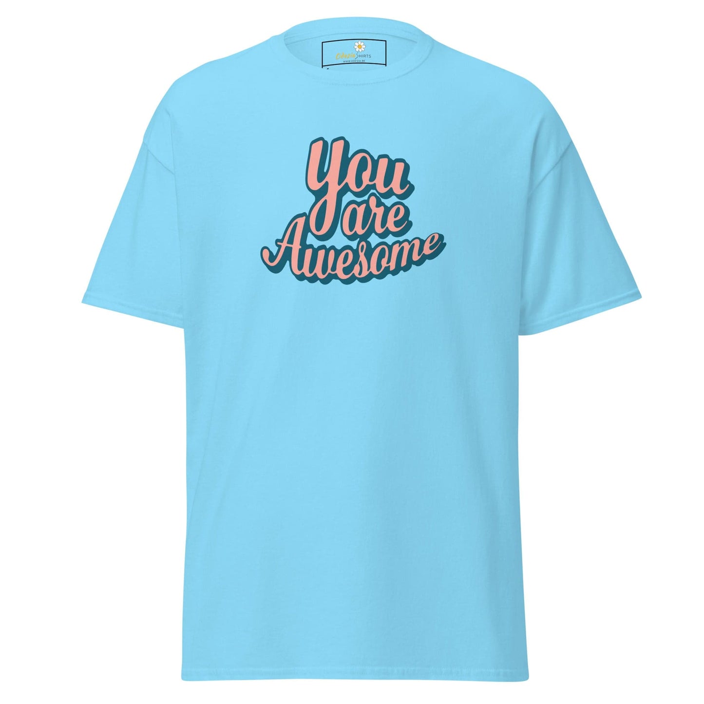 Unisex classic t-shirt - TEXT YOU ARE AWESOME - REGULAR - Sky / S