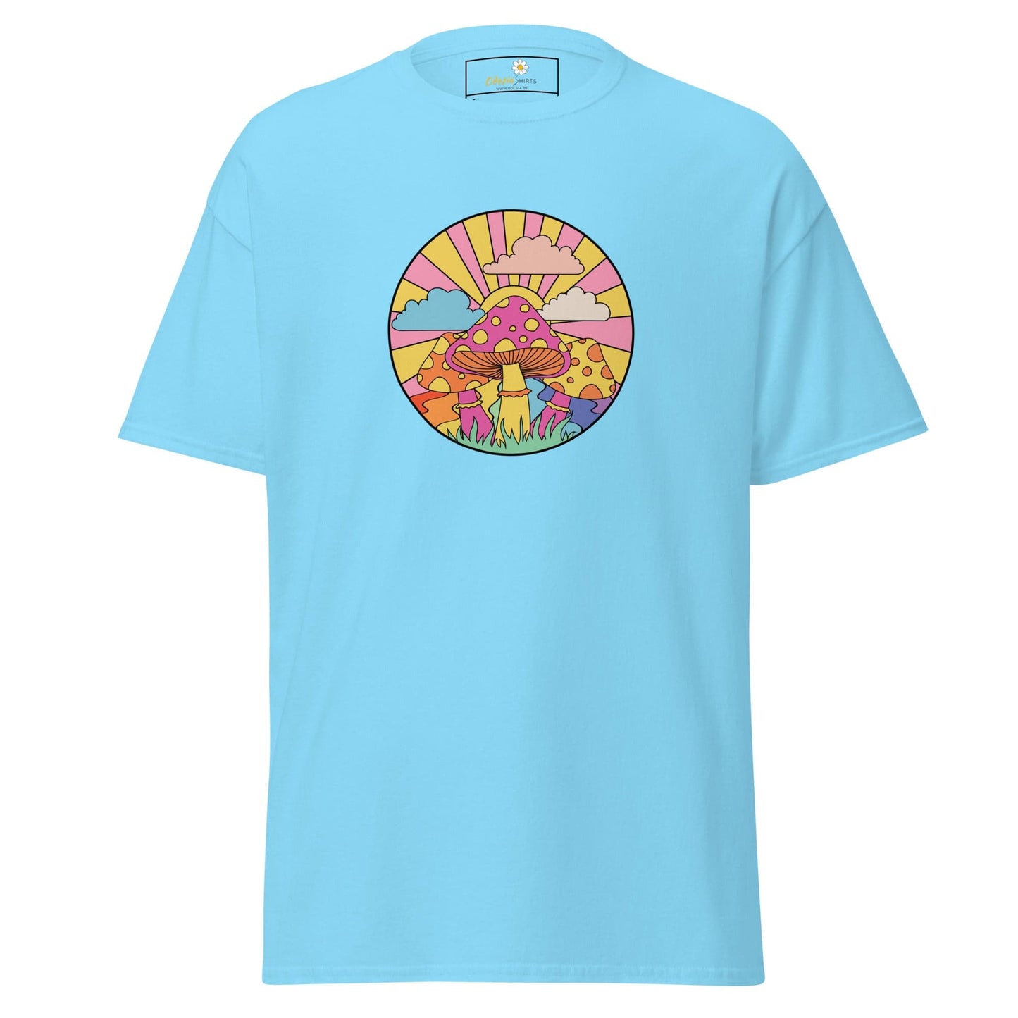 Unisex classic t-shirt - POSITIVE MYSTIC SUNNY MUSHROOMS - REGULAR - Sky / S