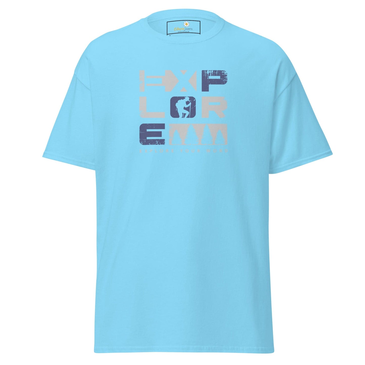 Unisex classic t-shirt - TEXT EXPLORE YOUR WORLD - REGULAR - Sky / S