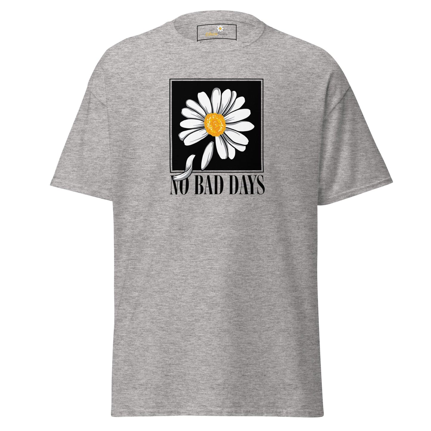 Gray T-shirt with daisy graphic for Men and Women in S to XL sizes