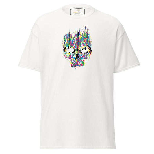 Unisex classic t-shirt - SKULL COLORFUL CUBES - REGULAR - White / S