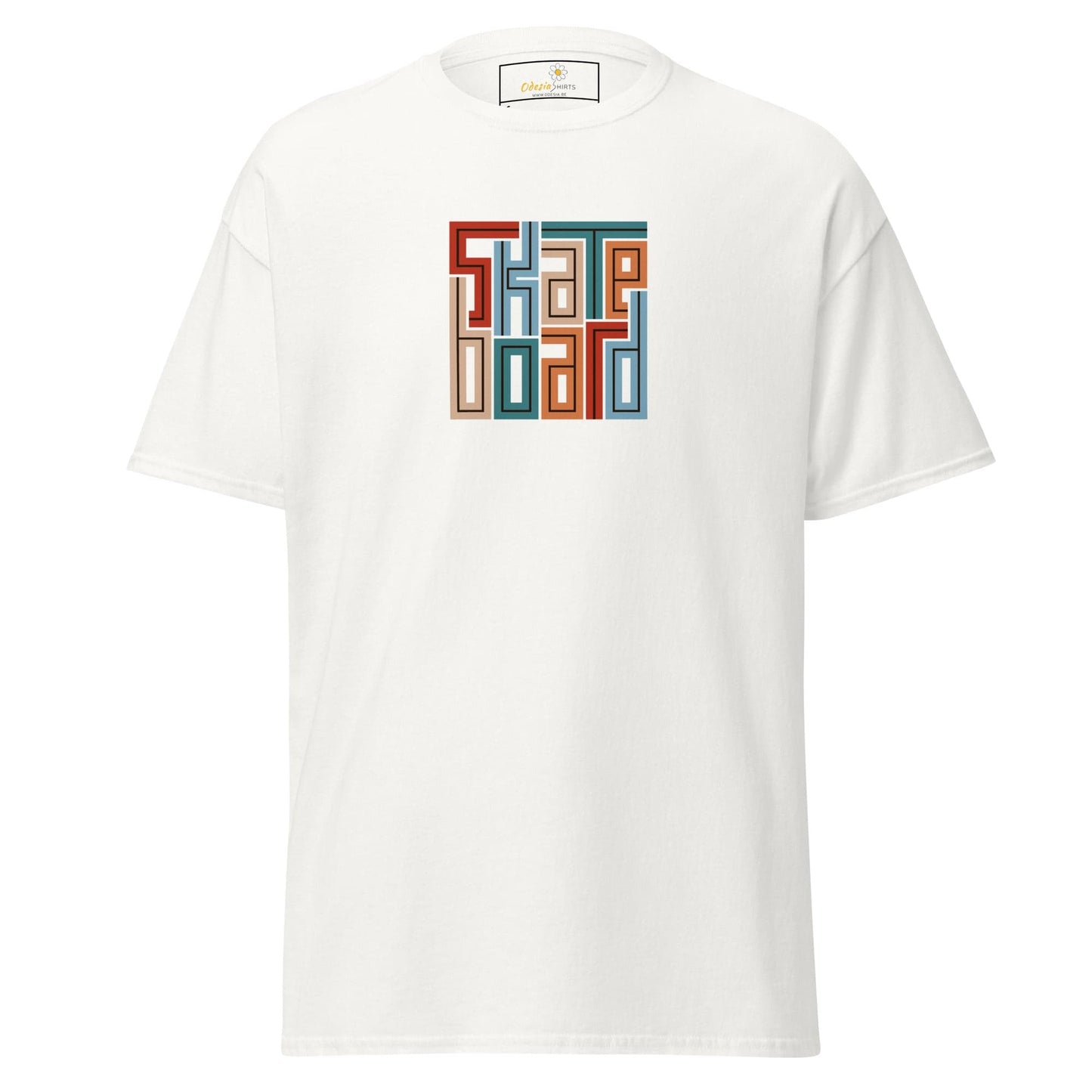 White T-shirt with skateboard graphic for men and women in sizes S to XL