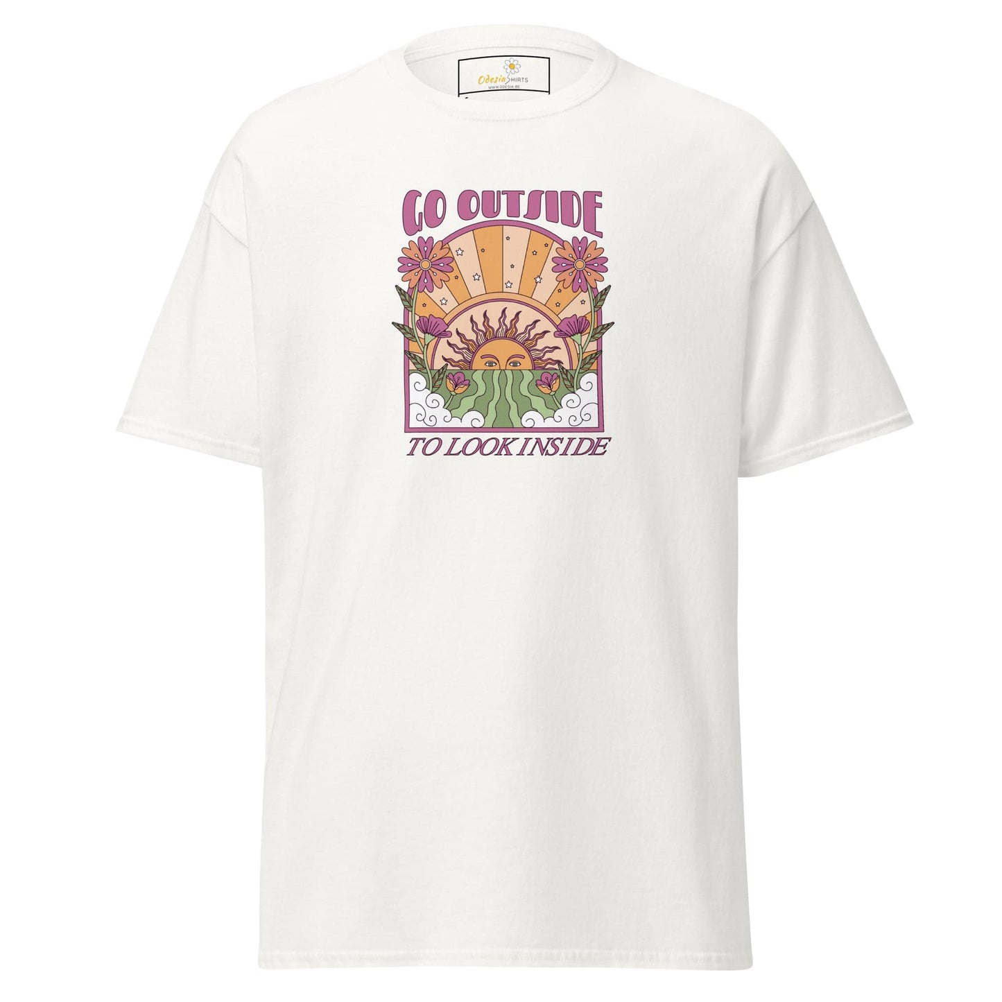 Unisex classic t-shirt - POSITIVE GO OUTSIDE LOOK INSIDE - REGULAR - White / S
