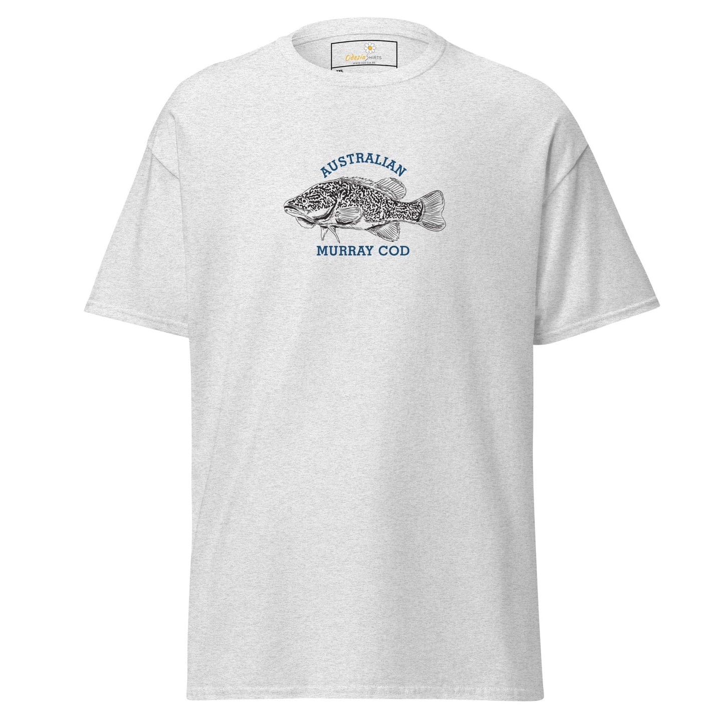 White T-shirt with a fish graphic from T-SHIRT DESIGN TEE for men and women, size 2XL to 5XL