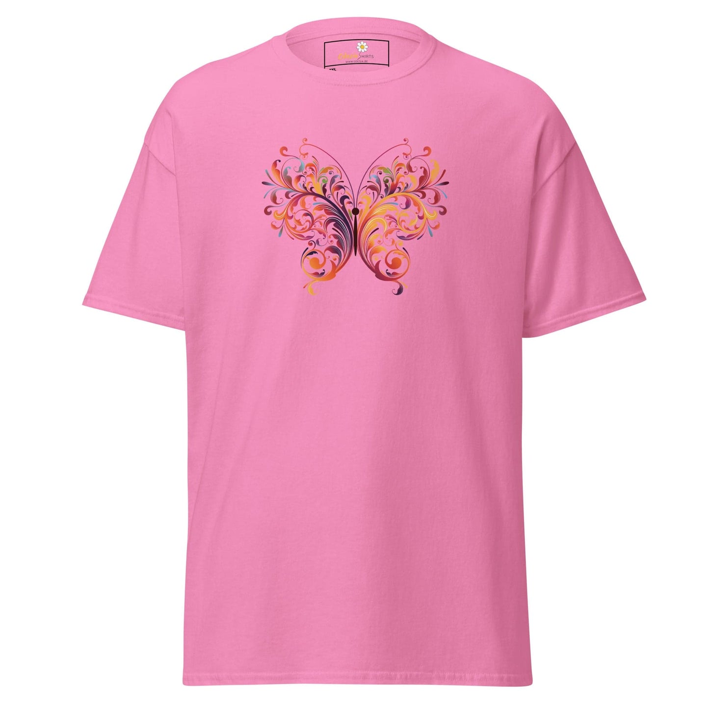 Pink T-shirt with butterfly design for Men and Women in 2XL to 5XL sizes