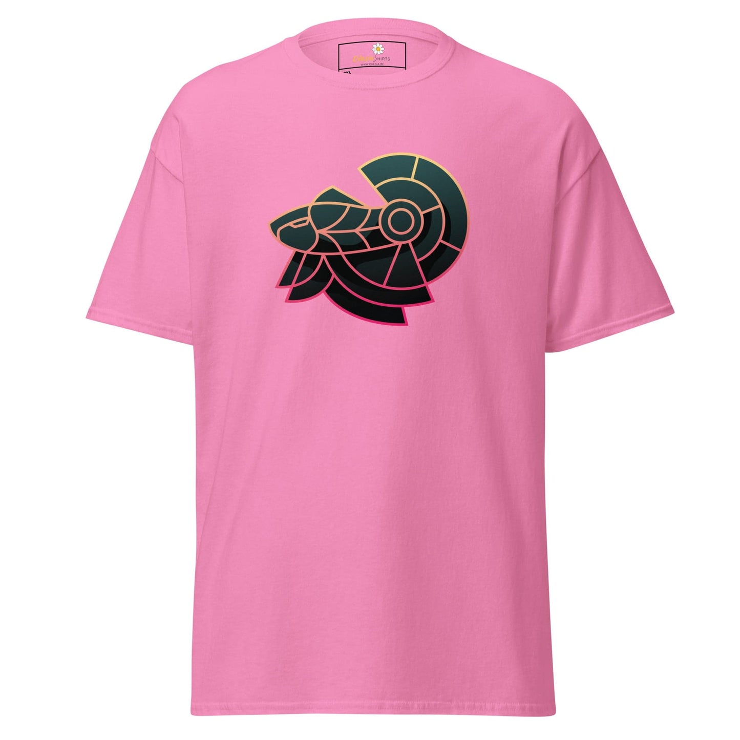 Pink T-shirt with geometric Ram design for men and women in 2XL to 5XL sizes