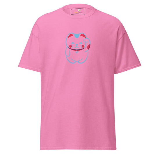 Pink T-Shirt with Cartoon Cat Design for Men and Women in Sizes 2XL to 5XL