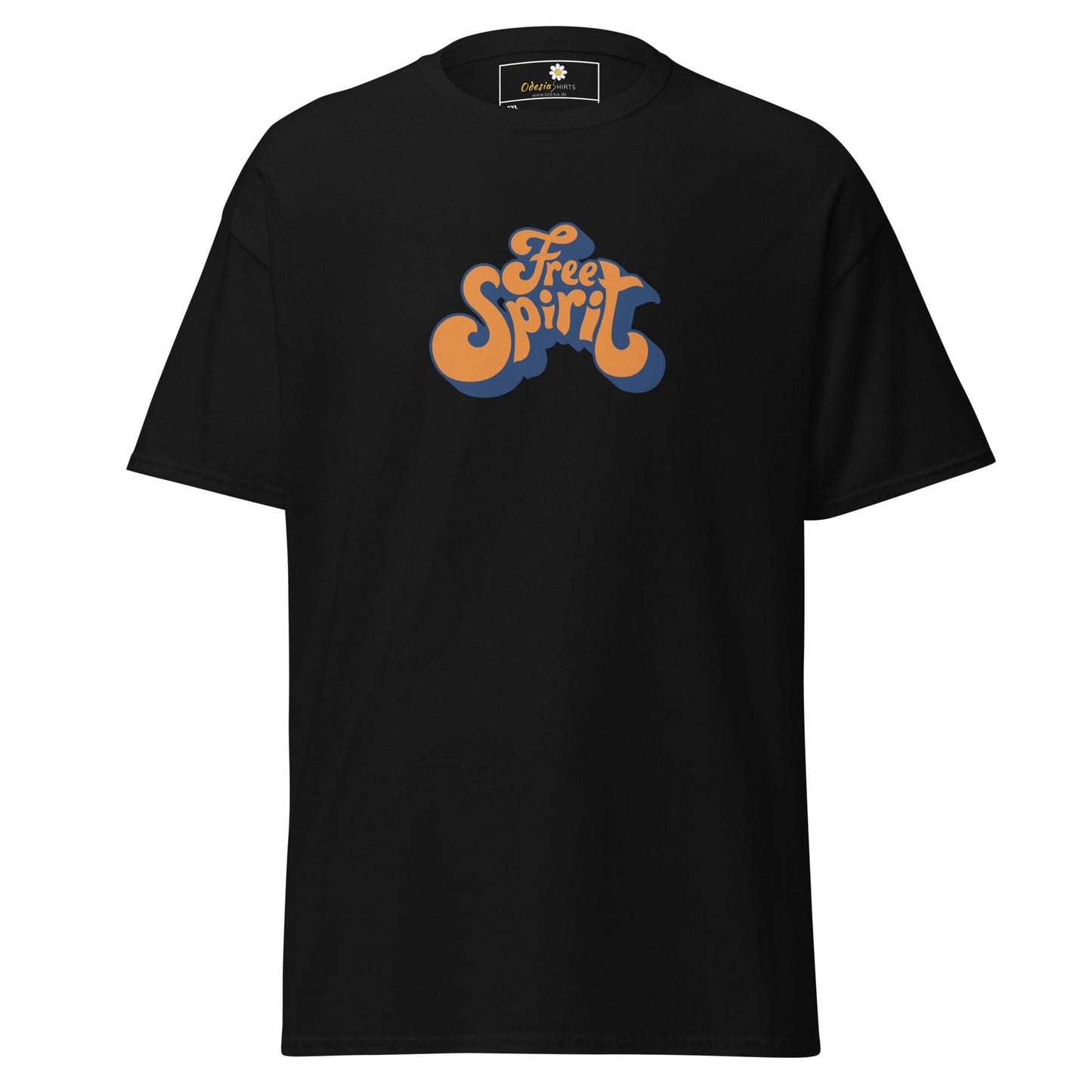 Black T-shirt with Free Spirit graphic for Men and Women in 2XL to 5XL sizes