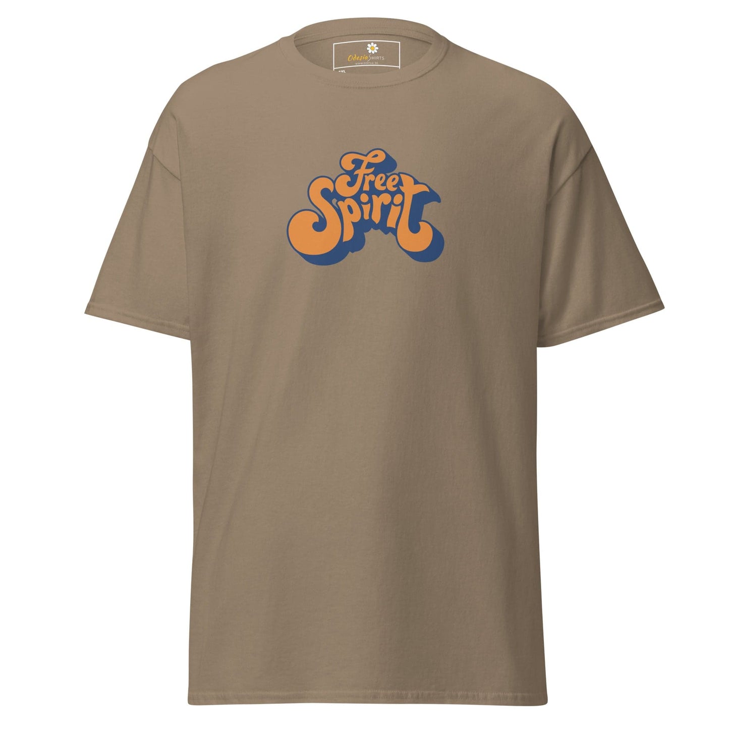 Khaki T-shirt with Free Spirit graphic from T-SHIRT DESIGN TEE for Men and Women