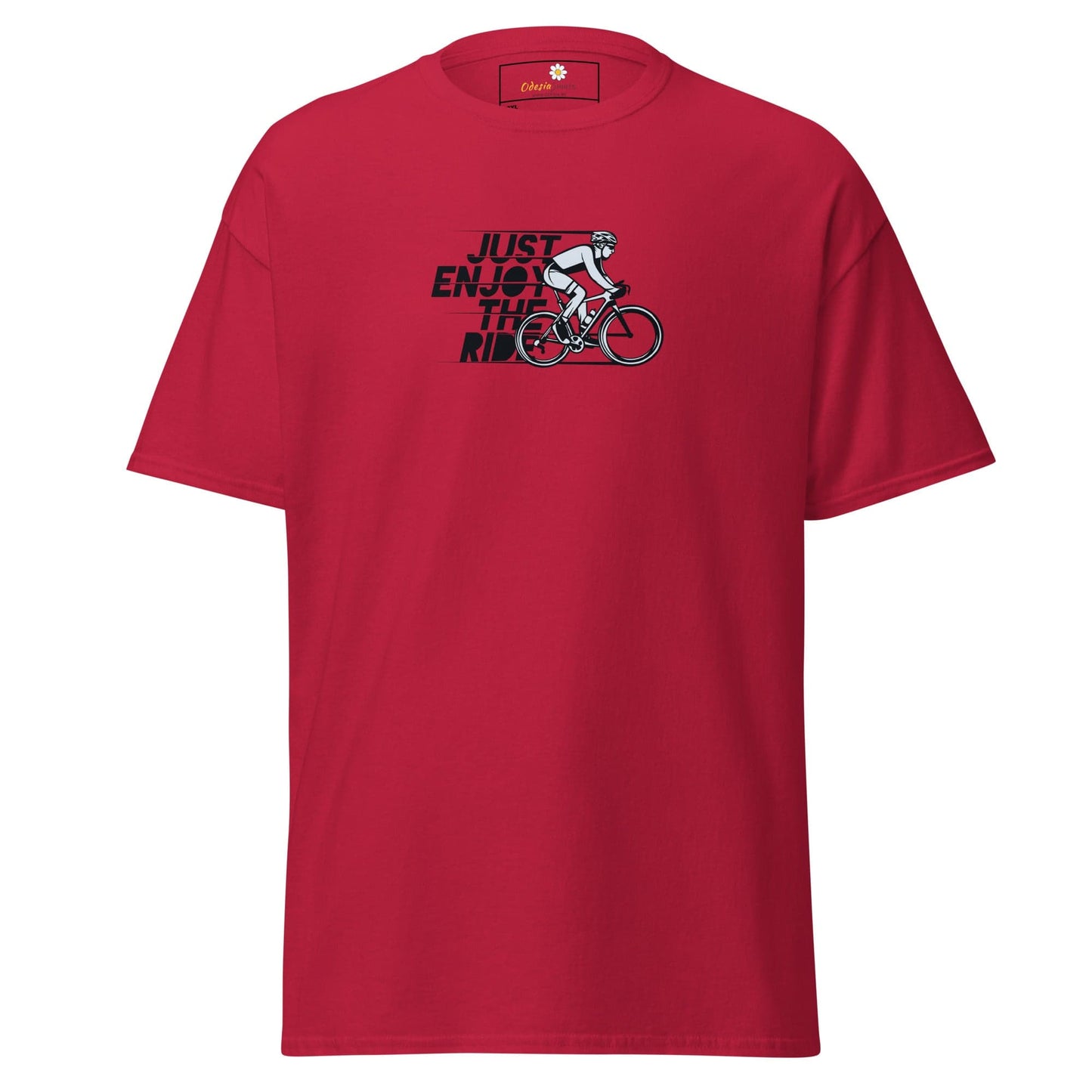 Red T-shirt with cyclist graphic from T-SHIRT DESIGN TEE for Men and Women in 2XL to 5XL
