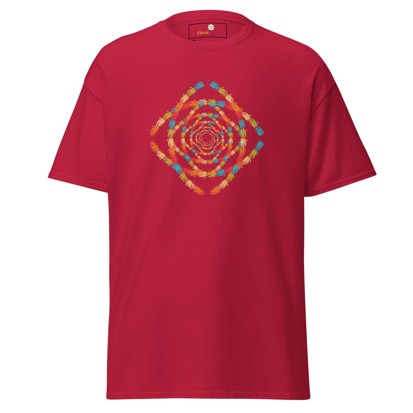 Red T-shirt with colorful crab pattern from T-SHIRT DESIGN TEE for Men and Women