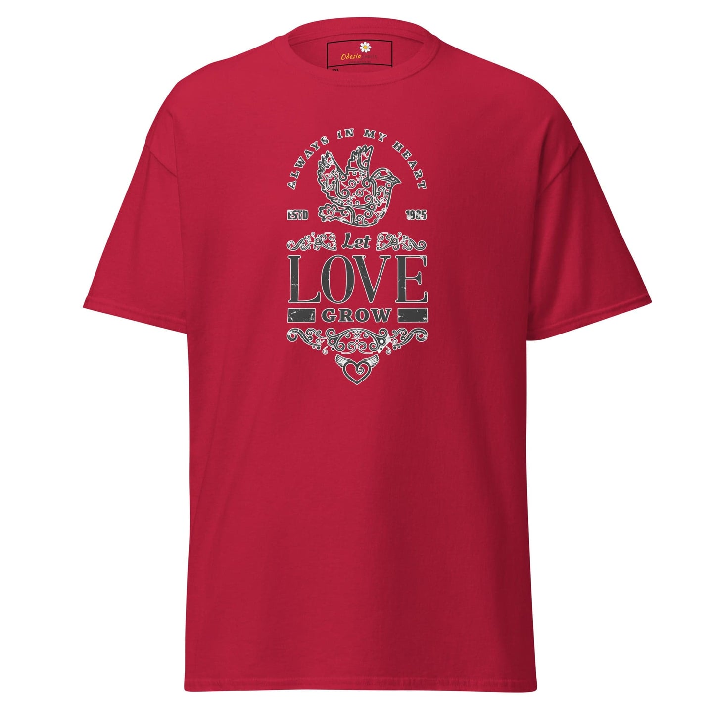 Red T-shirt with love graphic for Men and Women available in 2XL to 5XL sizes